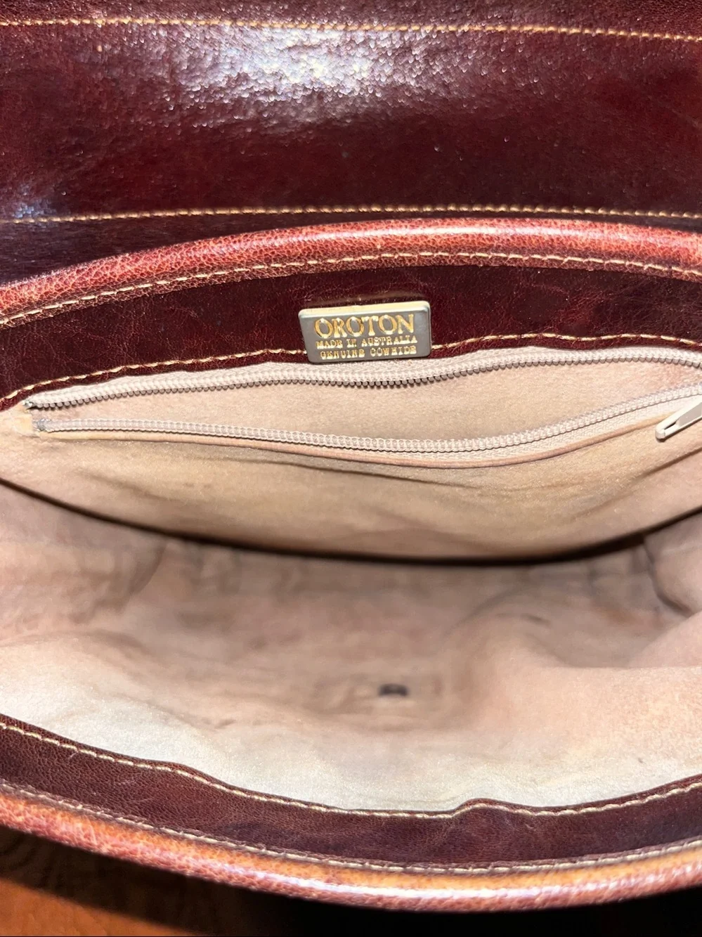 💥NEW💥VINTAGE AUSTRALIAN ANILINE COWHIDE CLUTCH by OROTON 9.5 x 8